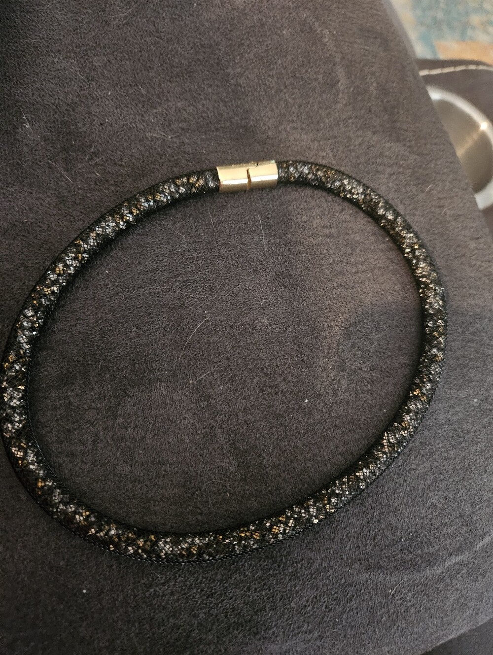 Swarovski Black And Gold Crystal Stardust Mesh Choker